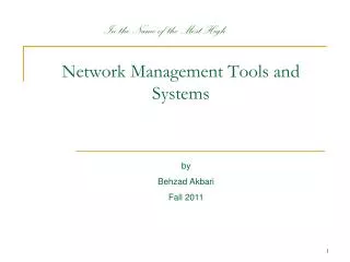 Network Management Tools and Systems
