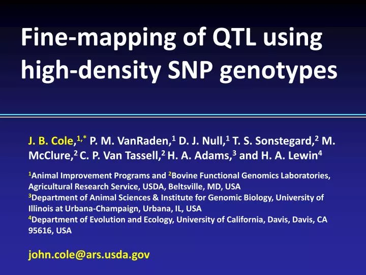 fine mapping of qtl using high density snp genotypes