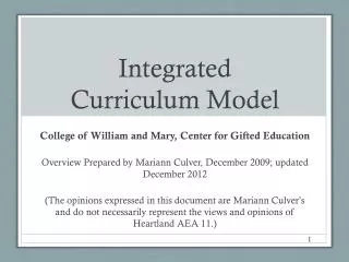 Integrated Curriculum Model
