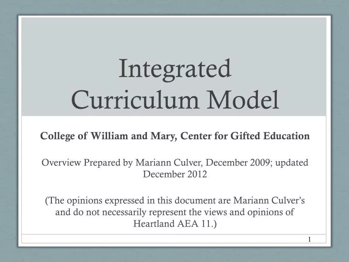 integrated curriculum model