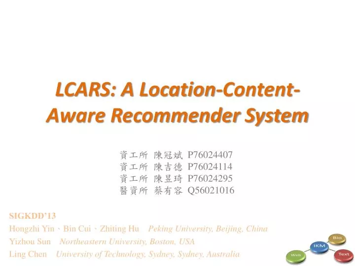 lcars a location content aware recommender system