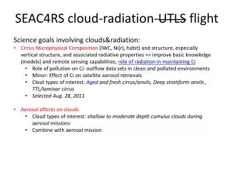 SEAC4RS cloud-radiation- UTLS flight