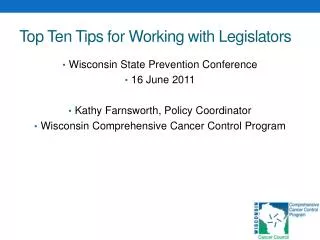 Top Ten Tips for Working with Legislators
