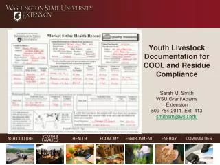 Youth Livestock Documentation for COOL and Residue Compliance