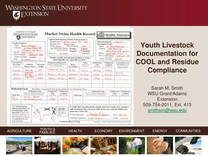 youth livestock documentation for cool and residue compliance