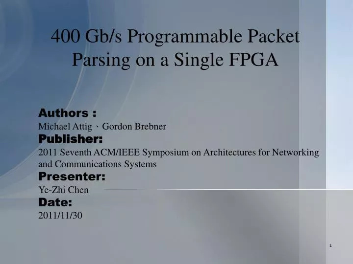 400 gb s programmable packet parsing on a single fpga