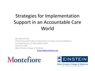 Strategies for Implementation Support in an Accountable Care World