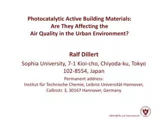 Ralf Dillert Sophia University, 7-1 Kioi-cho , Chiyoda-ku , Tokyo 102-8554, Japan