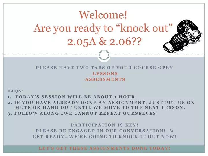 welcome are you ready to knock out 2 05a 2 06