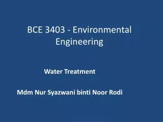 BCE 3403 - Environmental Engineering
