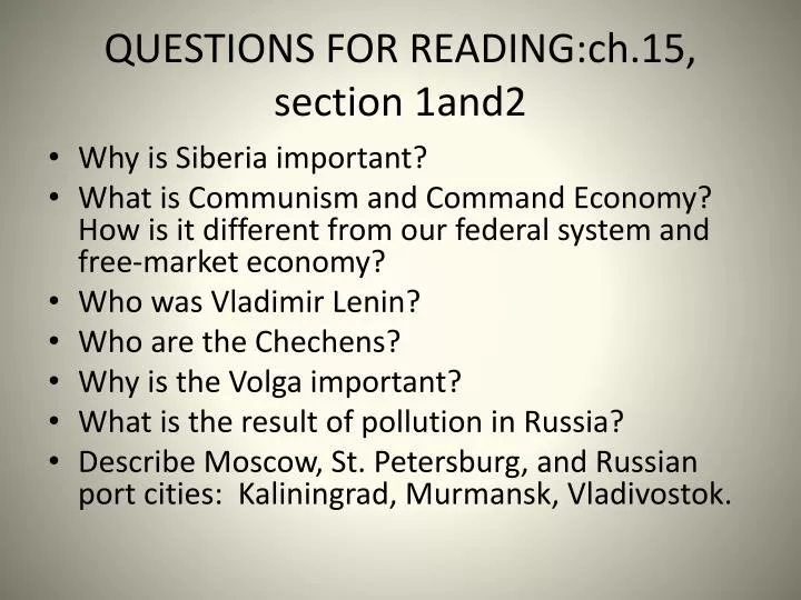 questions for reading ch 15 section 1and2