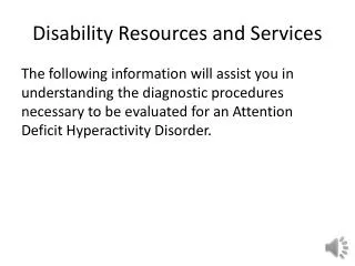 Disability Resources and Services