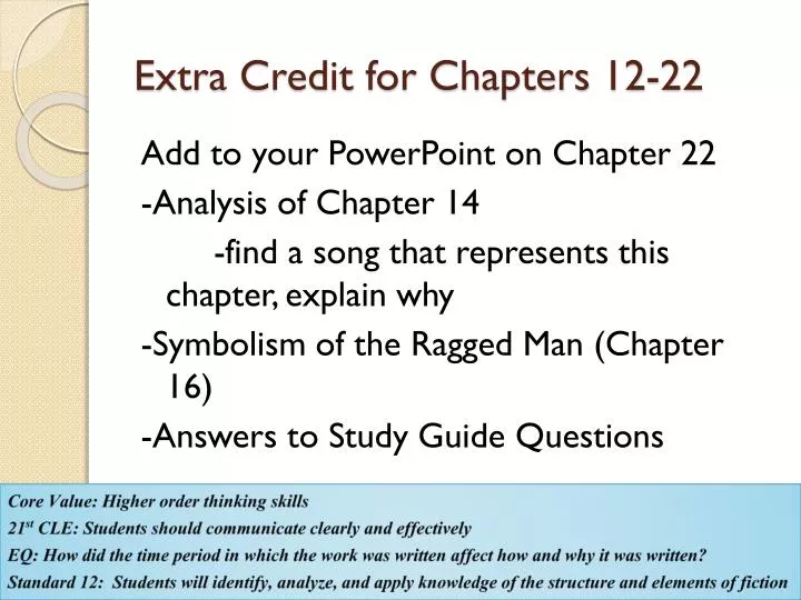 extra credit for chapters 12 22