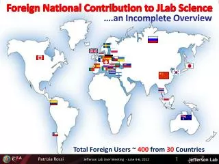 Foreign National Contribution to JLab Science