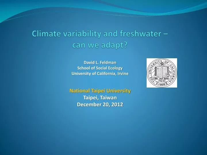climate variability and freshwater can we adapt