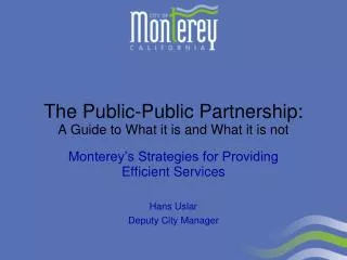 The Public-Public Partnership: A Guide to What it is and What it is not