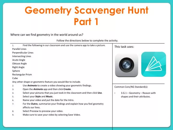 geometry scavenger hunt part 1