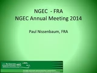 NGEC - FRA NGEC Annual Meeting 2014