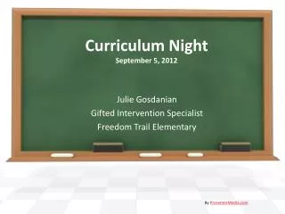 Curriculum Night September 5, 2012