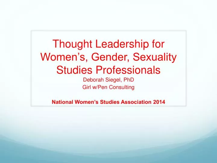 thought leadership for women s gender sexuality studies professionals