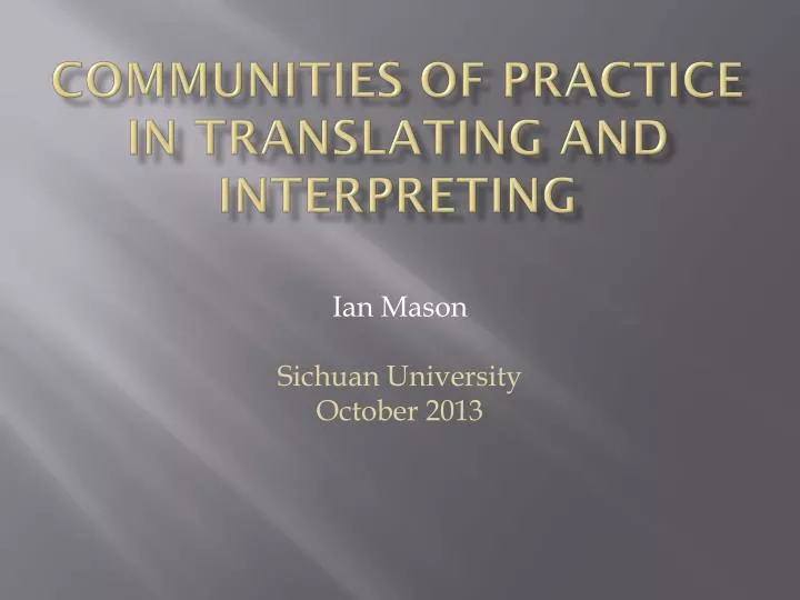 communities of practice in translating and interpreting