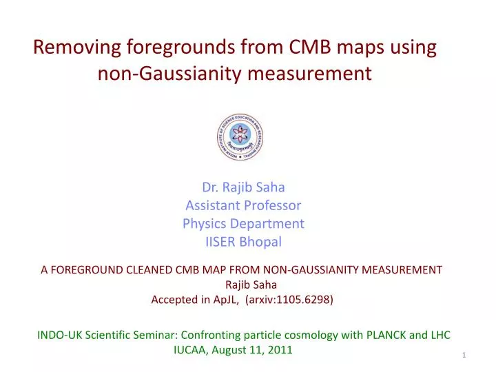 removing foregrounds from cmb maps using non gaussianity measurement