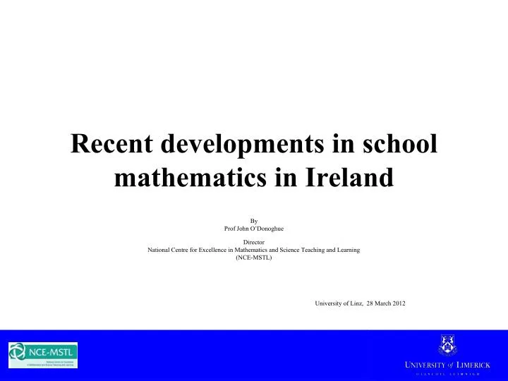 recent developments in school mathematics in ireland