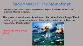 World War II: The Homefront