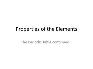 Properties of the Elements