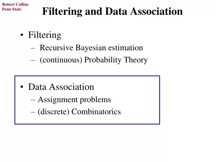 filtering and data association