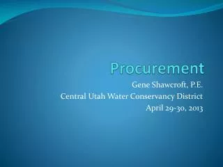 Procurement