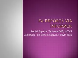 FA Reports via informer