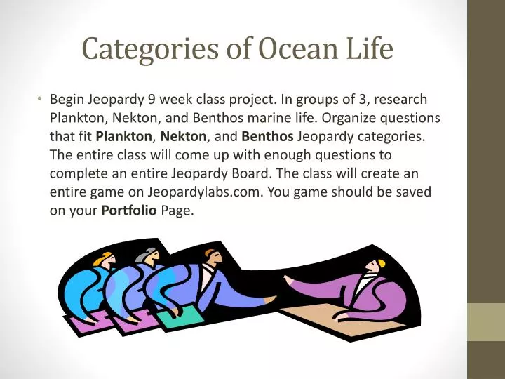 categories of ocean life