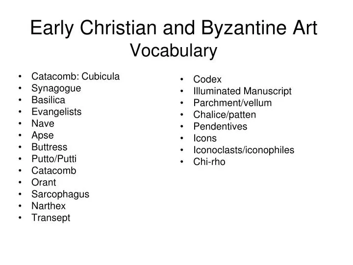 early christian and byzantine art vocabulary