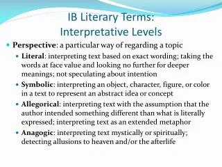 IB Literary Terms: Interpretative Levels