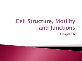 Cell Structure, Motility and Junctions