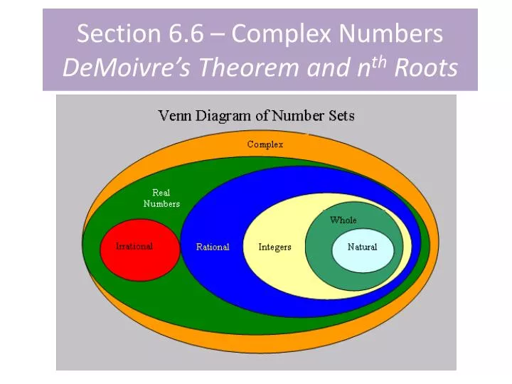 section 6 6 complex numbers demoivre s theorem and n th roots