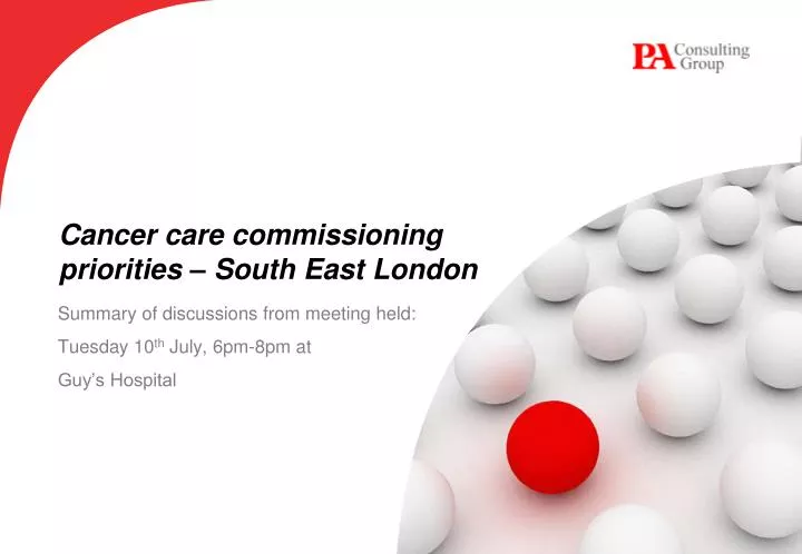 cancer care commissioning priorities south east london