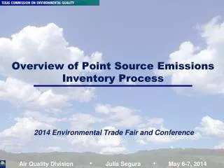 Overview of Point Source Emissions Inventory Process