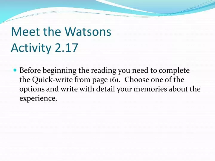 meet the watsons activity 2 17