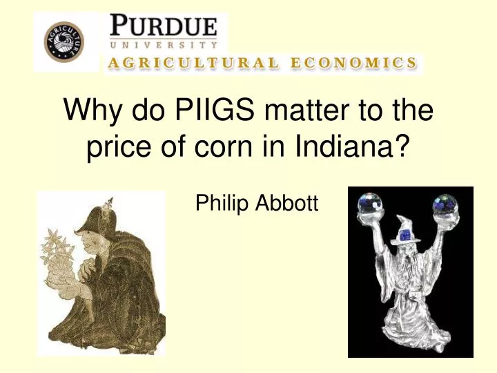 why do piigs matter to the price of corn in indiana