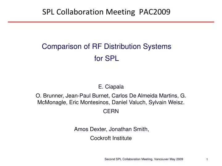 spl collaboration meeting pac2009