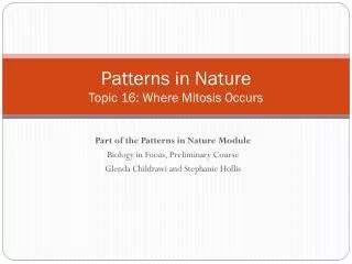 Patterns in Nature Topic 16: Where Mitosis Occurs