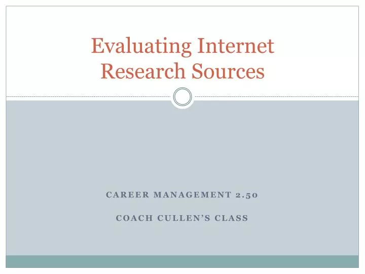 evaluating internet research sources