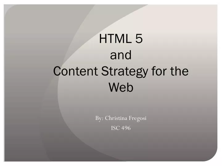 html 5 and content strategy for the web