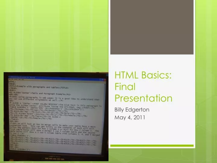 html basics final presentation