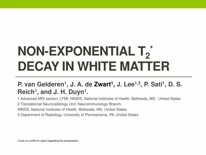 non exponential t 2 decay in white matter