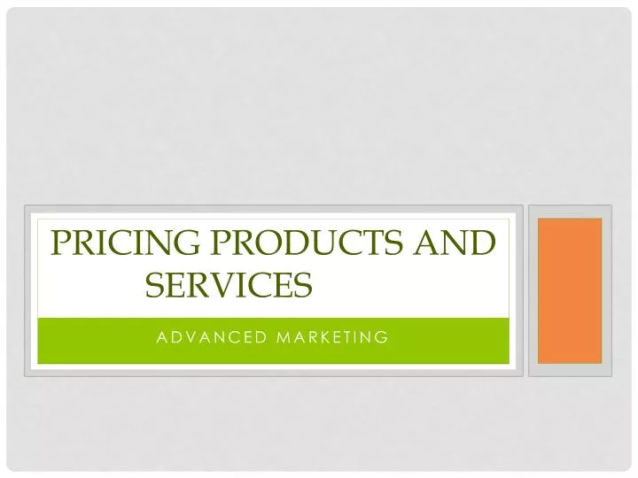 pricing products and services