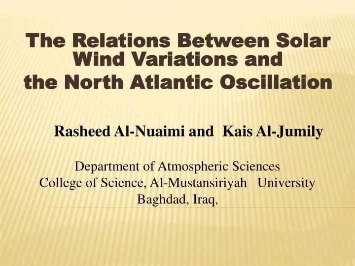 the relations between solar wind variations and the north atlantic oscillation