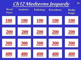 Ch12 Medterms Jeopardy